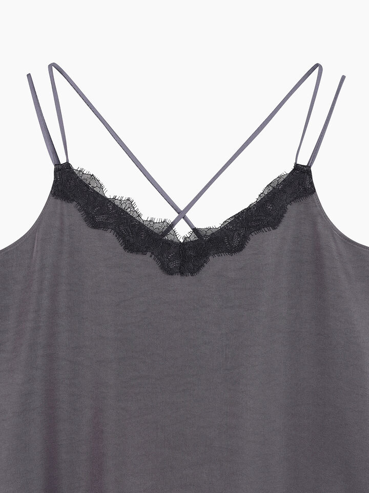 Marl gray top with ruffles - sisley k top - Dark Gray | Sisley K image number 3